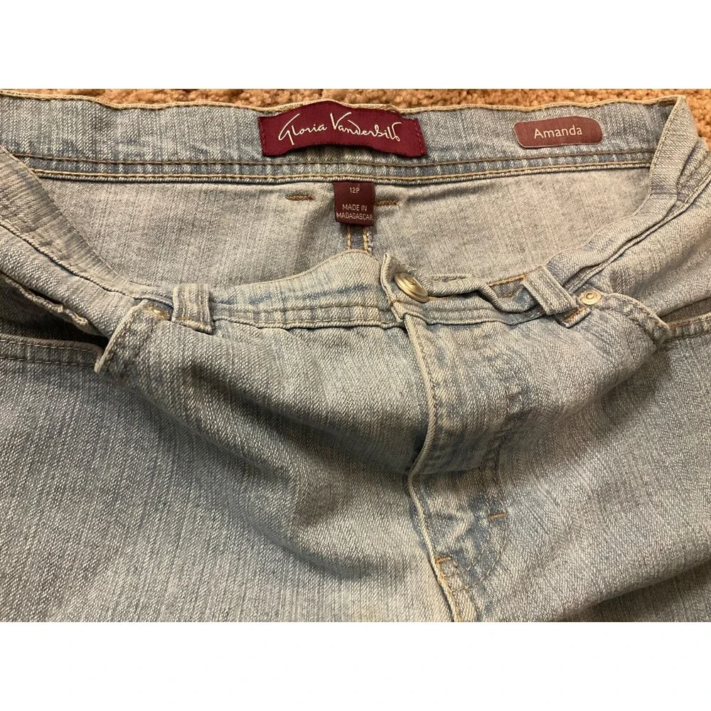 Gloria Vanderbilt Jeans Women's Amanda  Size 12P Blue Cotton Blend Straight Leg - Picture 2 of 7